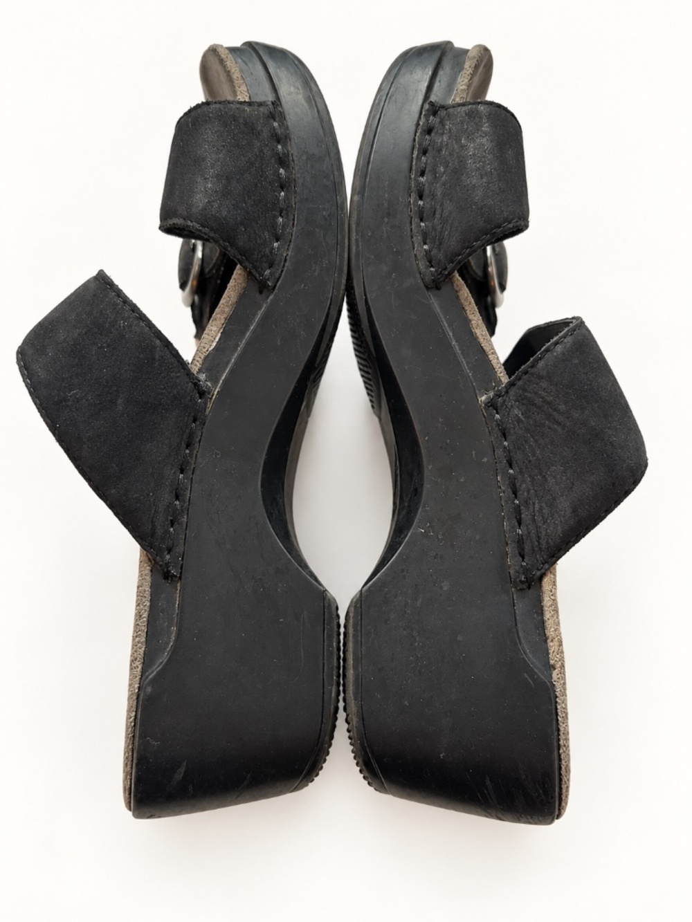 Dansko Sophie Black Leather Double Buckle Sandals 37